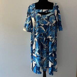 Marc Bouwer Printed Short Flutter Sleeve Cut Out Pleated Dress 1X